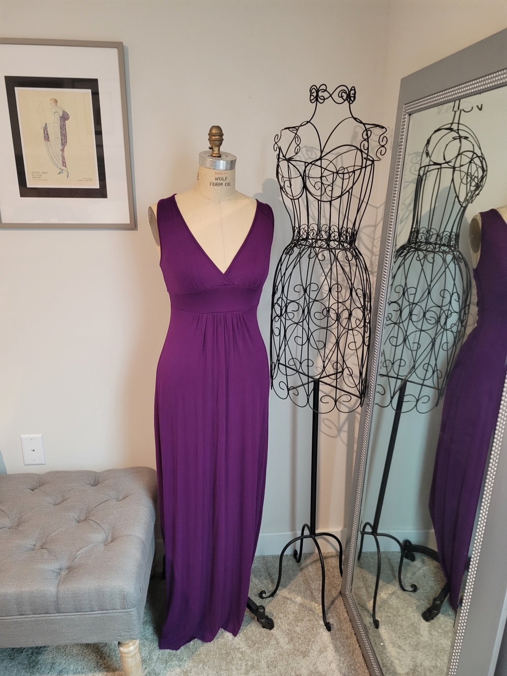 Loveappella Deep Purple V-Neck Maxi Dress
